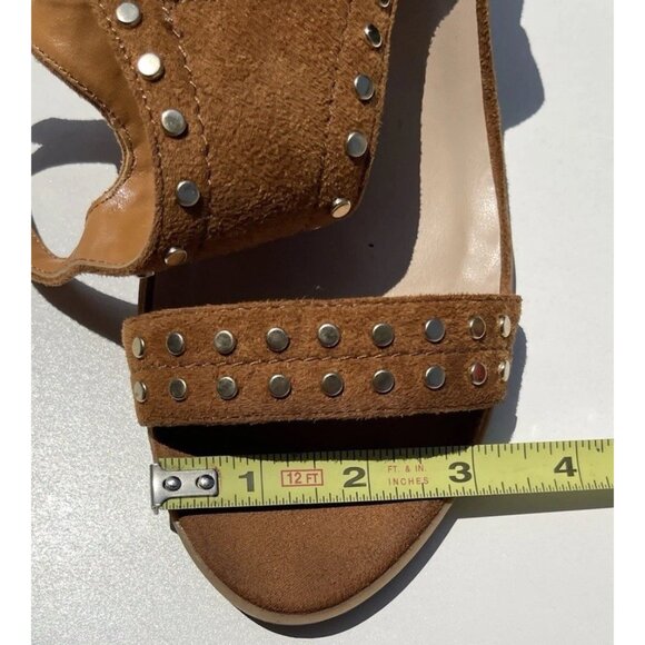 J Adams Brown Print Women’s Sz 11 Gold Studded Double Belt Strap Heel Shoes - Picture 9 of 16